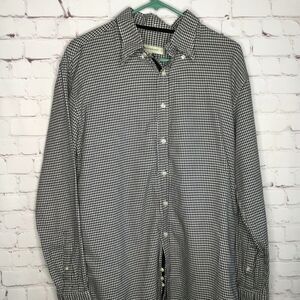 Wilke-Rodriguez Mens Black/White Houndstooth Long Sleeve Button Up Shirt Size XL